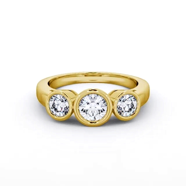 Three Stone Round Diamond Ring 18K Yellow Gold - Kaydence TH8_YG_HAND