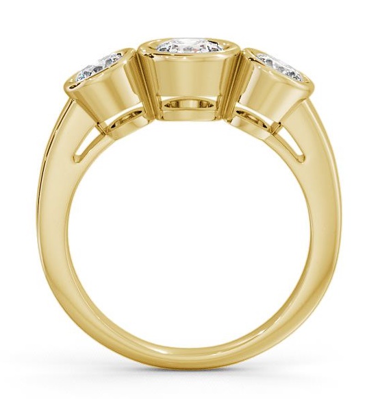 Three Stone Round Diamond Bezel Set Ring 9K Yellow Gold TH8_YG_THUMB1