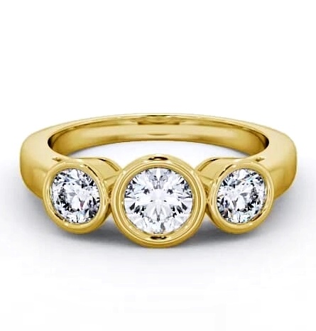 Three Stone Round Diamond Bezel Set Ring 18K Yellow Gold TH8_YG_THUMB1