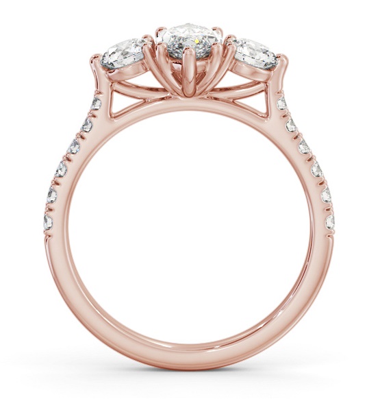 Three Stone Marquise and Round Diamond Ring 18K Rose Gold with Side Stones TH90_RG_THUMB1