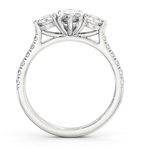 Three Stone Marquise and Round Diamond Ring Platinum with Side Stones TH90_WG_THUMB1