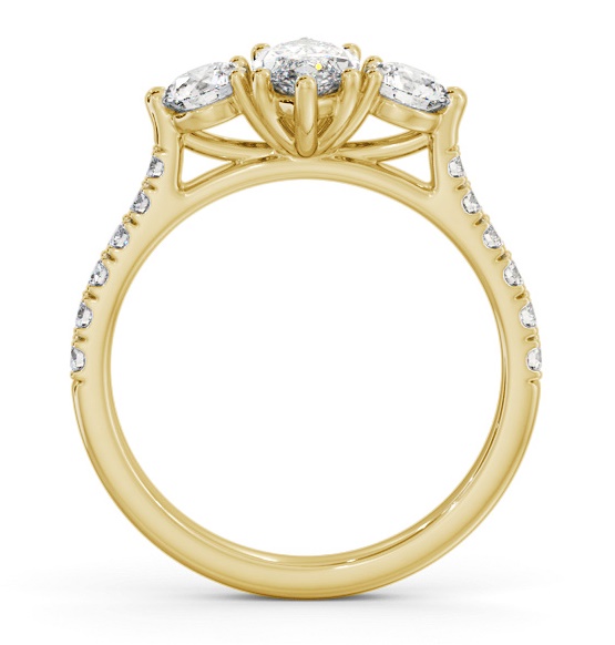 Three Stone Marquise and Round Diamond Ring 18K Yellow Gold with Side Stones TH90_YG_THUMB1
