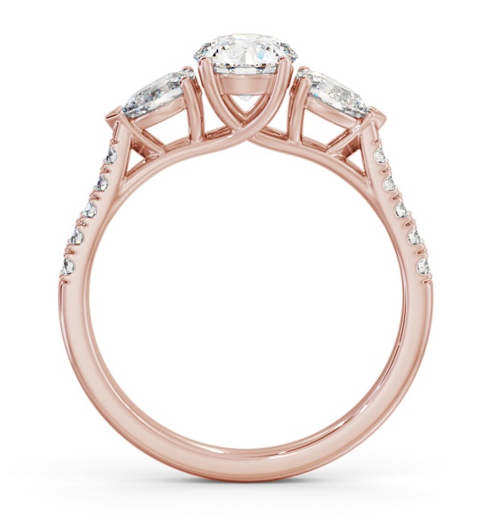 Three Stone Round and Pear Diamond Ring 9K Rose Gold with Side Stones TH94_RG_THUMB1