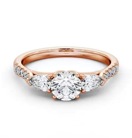 Three Stone Round and Pear Diamond Ring 9K Rose Gold with Side Stones TH94_RG_THUMB2 