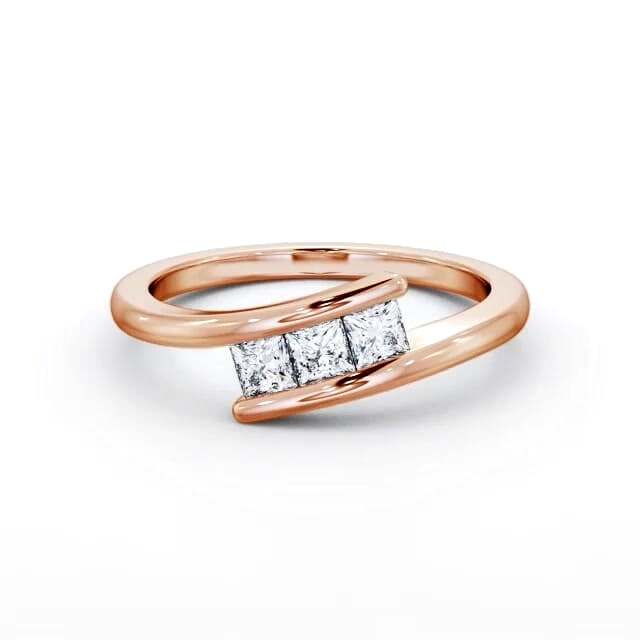 Three Stone Princess Diamond Ring 18K Rose Gold - Darby TH96_RG_HAND