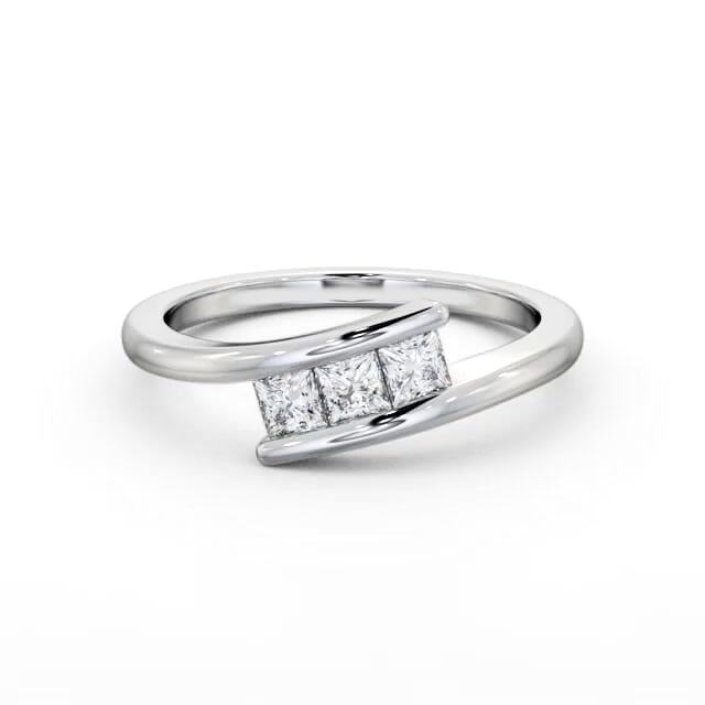 Three Stone Princess Diamond Ring 18K White Gold - Darby TH96_WG_HAND
