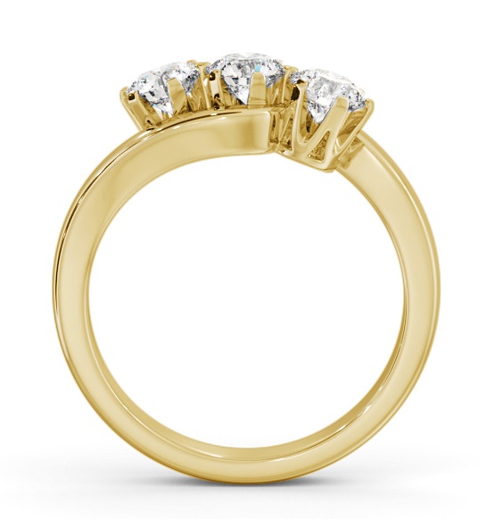 Three Stone Round Diamond Unique Setting Ring 9K Yellow Gold TH97_YG_THUMB1