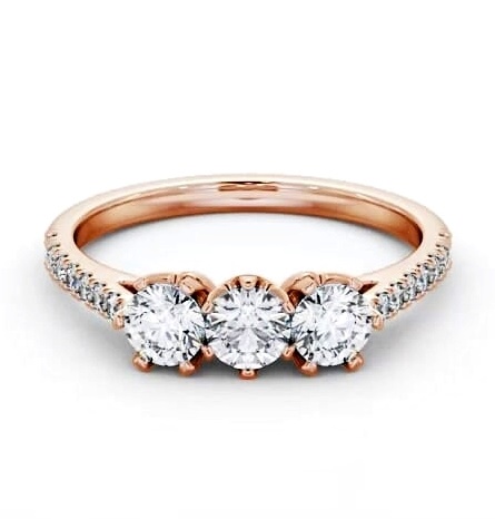 Three Stone Round Diamond Trilogy Ring 18K Rose Gold with Side Stones TH99_RG_THUMB1