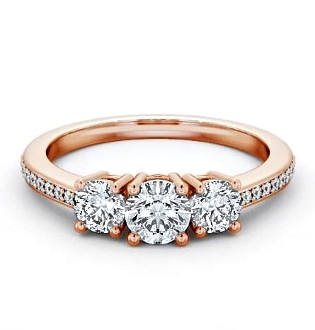 Three Stone Round Diamond Trilogy Ring 18K Rose Gold with Channel TH9_RG_THUMB2 