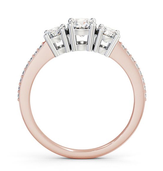 Three Stone Round Diamond Trilogy Ring 18K Rose and White Gold with Channel TH9_RWG_THUMB1 