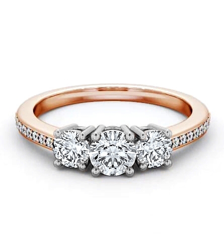 Three Stone Round Diamond Trilogy Ring 18K Rose and White Gold with Channel TH9_RWG_THUMB2 