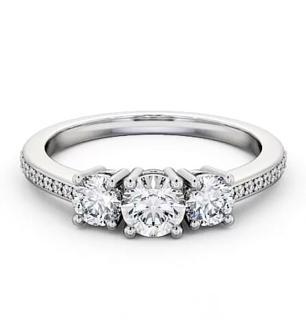 Three Stone Round Diamond Trilogy Ring Platinum with Channel TH9_WG_THUMB1