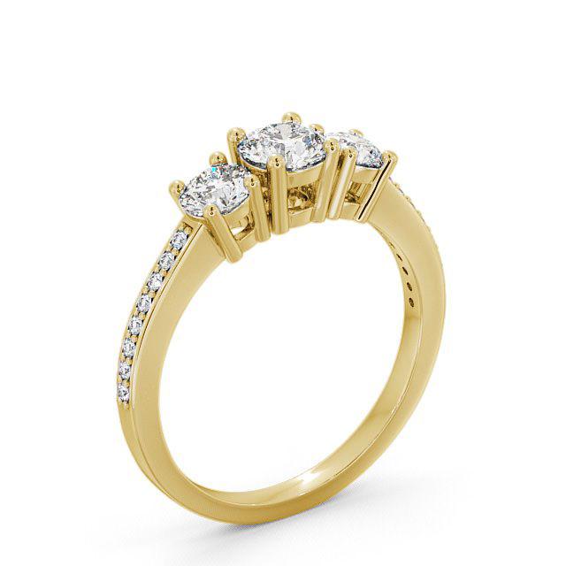 Three Stone Round Diamond Ring 9K Yellow Gold With Side Stones - Lennon TH9_YG_HAND