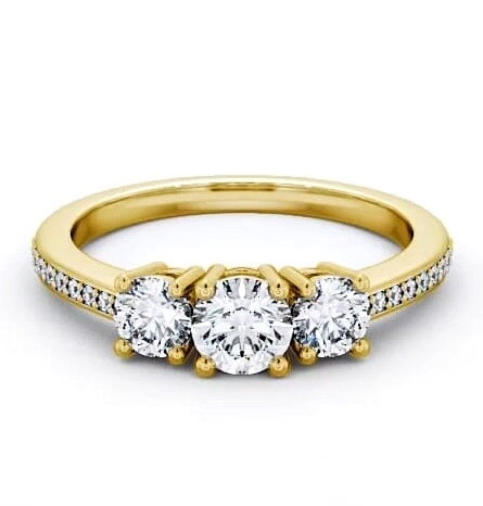 Three Stone Round Diamond Trilogy Ring 9K Yellow Gold with Channel TH9_YG_THUMB2 