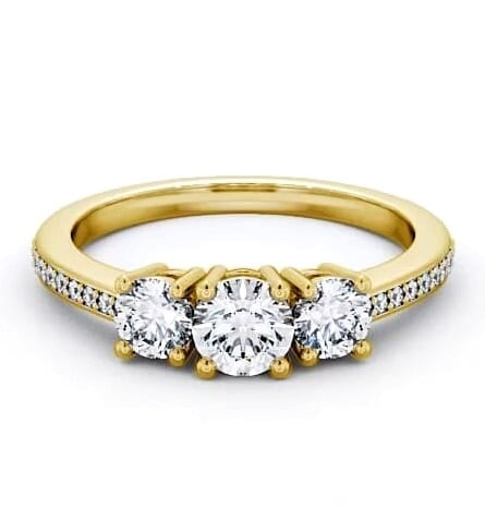Three Stone Round Diamond Trilogy Ring 9K Yellow Gold with Channel TH9_YG_THUMB2 