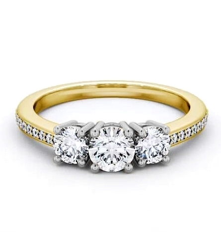 Three Stone Round Diamond Trilogy Ring 18K Yellow and White Gold with Channel TH9_YWG_THUMB2 