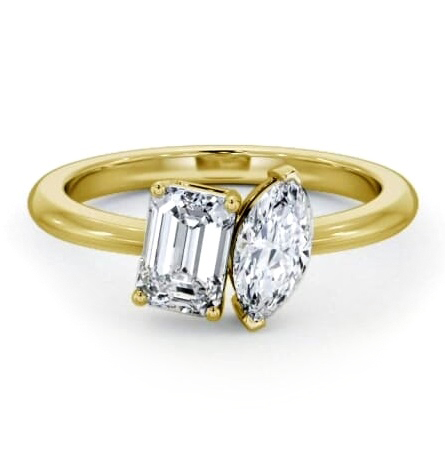 Toi et Moi Marquise and Emerald Diamond Ring Set in 18K Yellow Gold tw10_yg_thumb2 