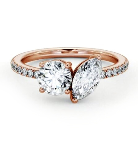 Toi et Moi Marquise and Round Diamonds Set in 18K Rose Gold tw17_rg_thumb2 