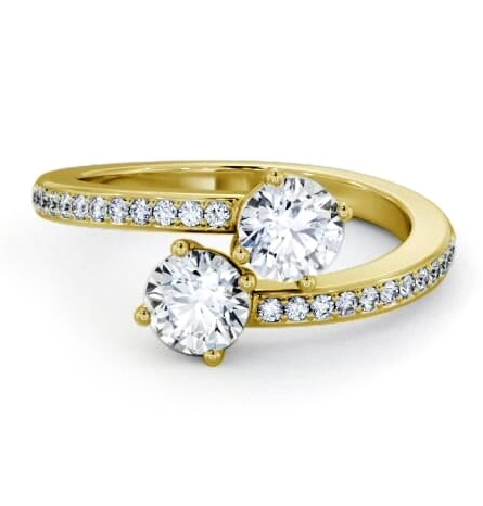Toi et Moi Round Diamond Ring with Side Stones Set in 18K Yellow Gold tw18_yg_thumb2 