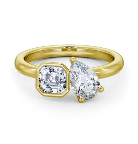 Toi et Moi Asscher and Pear Diamond Ring Set in 18K Yellow Gold tw3_yg_thumb2 