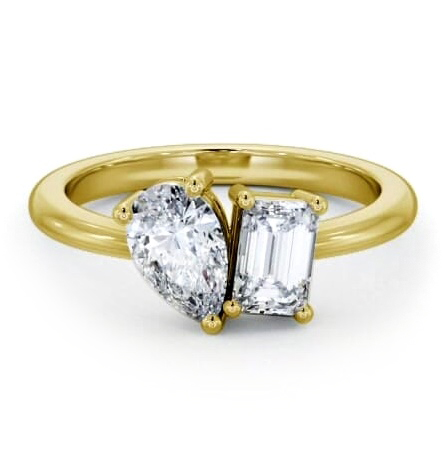 Toi et Moi Emerald and Pear Diamond Ring Set in 18K Yellow Gold tw6_yg_thumb2 