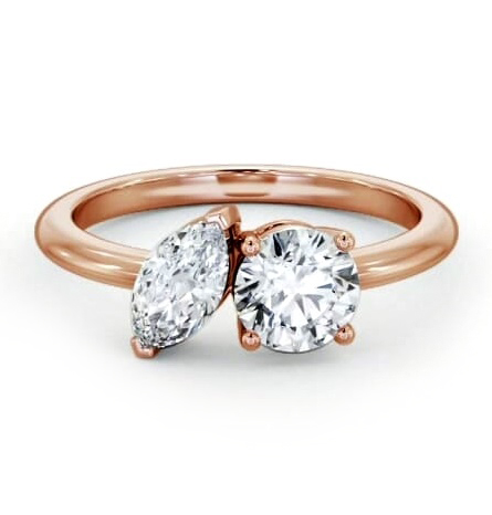 Toi et Moi Marquise and Round Diamond Ring Set in 18K Rose Gold tw7_rg_thumb2 