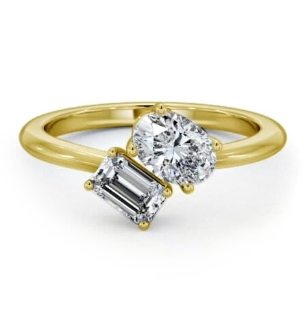Toi et Moi Oval and Emerald Diamond Ring Set in 18K Yellow Gold tw8_yg_thumb2 