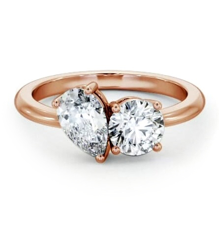 Toi et Moi Round and Pear Diamond Ring Set in 18K Rose Gold tw9_rg_thumb1