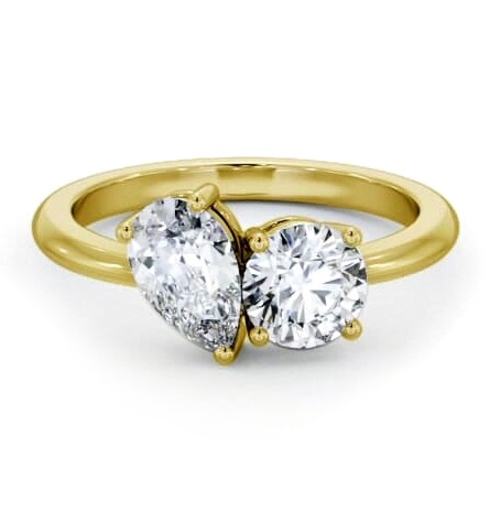 Toi et Moi Round and Pear Diamond Ring Set in 18K Yellow Gold tw9_yg_thumb2 