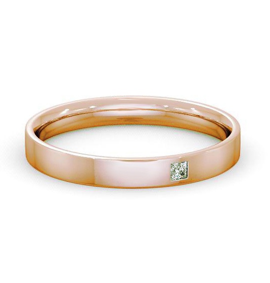 Ladies Princess Single Diamond Flat Court Wedding Ring 9K Rose Gold WBF10_RG_THUMB2 