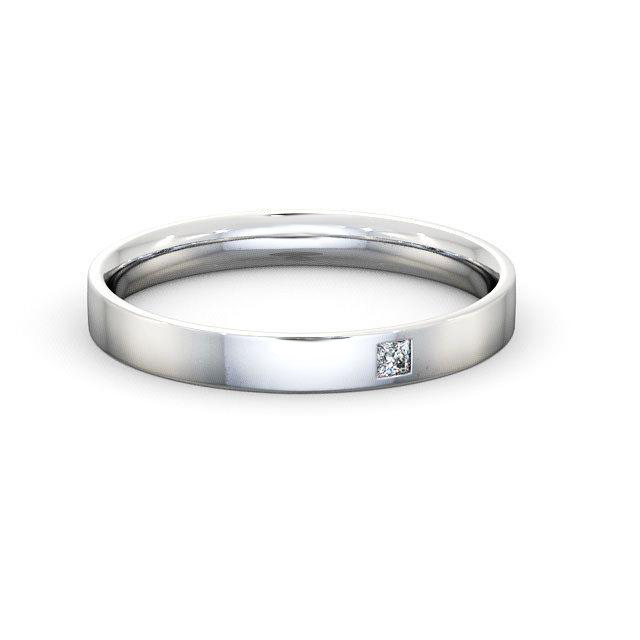 Ladies Diamond Wedding Ring 9K White Gold - Princess Single Stone WBF10_WG_HAND