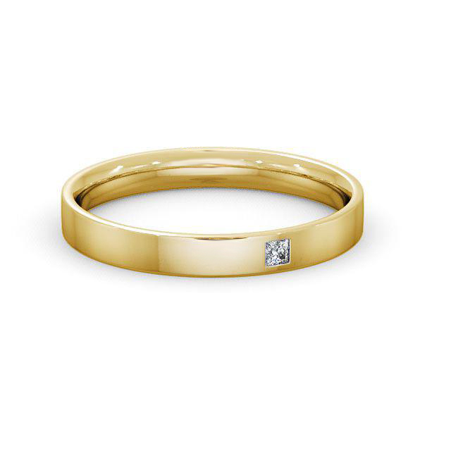 Ladies Diamond Wedding Ring 9K Yellow Gold - Princess Single Stone WBF10_YG_HAND