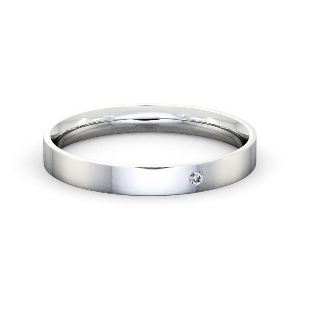 Ladies Diamond Wedding Ring 18K White Gold - Round Single Stone WBF11_WG_HAND