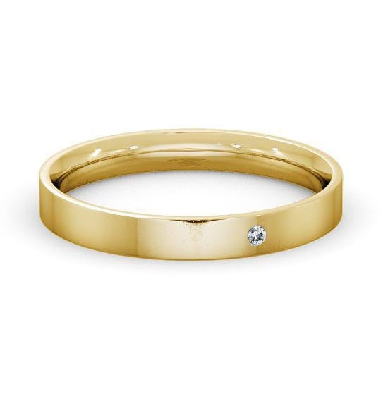 Ladies Round Single Diamond Flat Court Wedding Ring 9K Yellow Gold WBF11_YG_THUMB2 