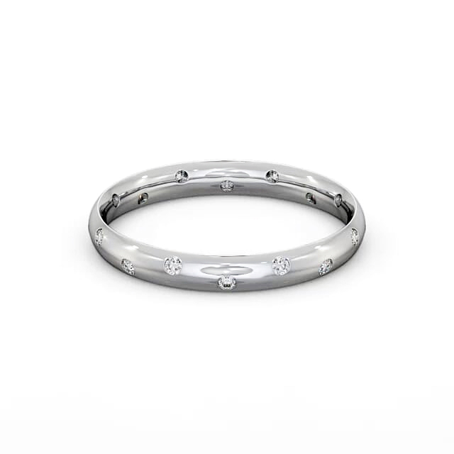 Ladies Round Diamond Wedding Ring Platinum - Sariya WBF12_WG_HAND