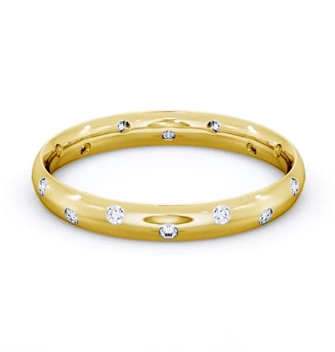 Ladies Round Diamond Offset Flush Setting Wedding Ring 18K Yellow Gold WBF12_YG_THUMB2 