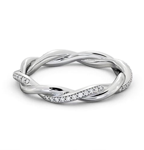 Ladies Round Diamond 0.18ct Twisted Style Wedding Ring 18K White Gold WBF13_WG_THUMB2 