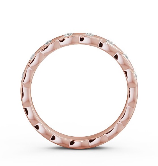 Ladies 0.08ct Round Diamond Rippled Edge Wedding Ring 18K Rose Gold WBF14_RG_THUMB1 