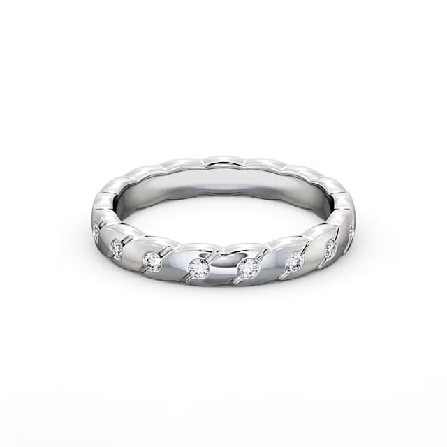 Ladies 0.08ct Round Diamond Wedding Ring 9K White Gold - Dinah WBF14_WG_HAND
