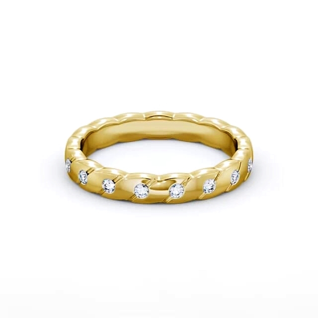 Ladies 0.08ct Round Diamond Wedding Ring 9K Yellow Gold - Dinah WBF14_YG_HAND
