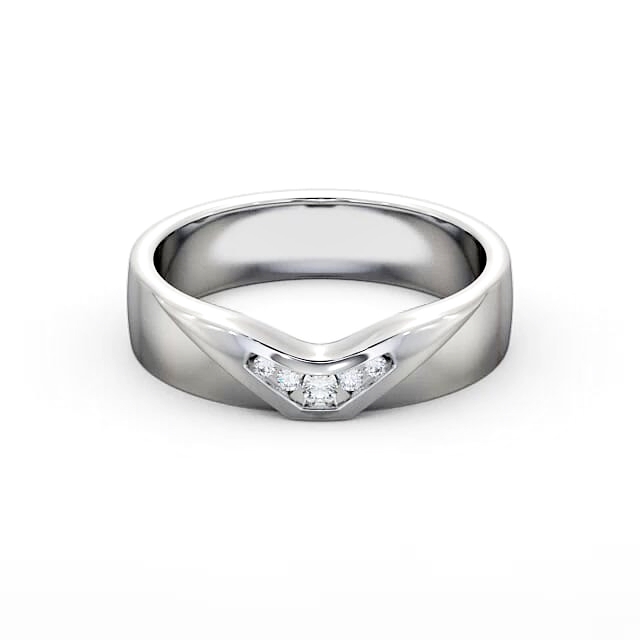 Ladies 0.05ct Round Diamond Wedding Ring 18K White Gold - Alesia WBF15_WG_HAND