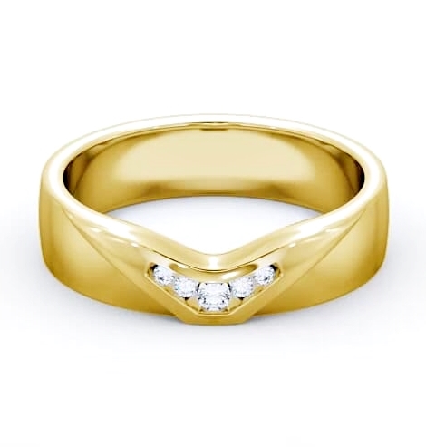 Ladies 0.05ct Round Diamond V Cut Wedding Ring 9K Yellow Gold WBF15_YG_THUMB1