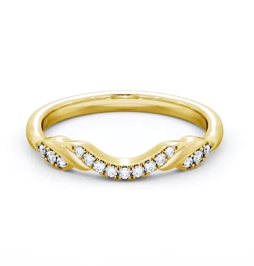Ladies 0.10ct Round Diamond Curved Wedding Ring 18K Yellow Gold WBF20_YG_THUMB1