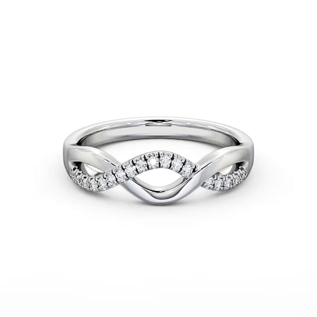 Ladies 0.09ct Round Diamond Wedding Ring Platinum - Maylin WBF21_WG_HAND