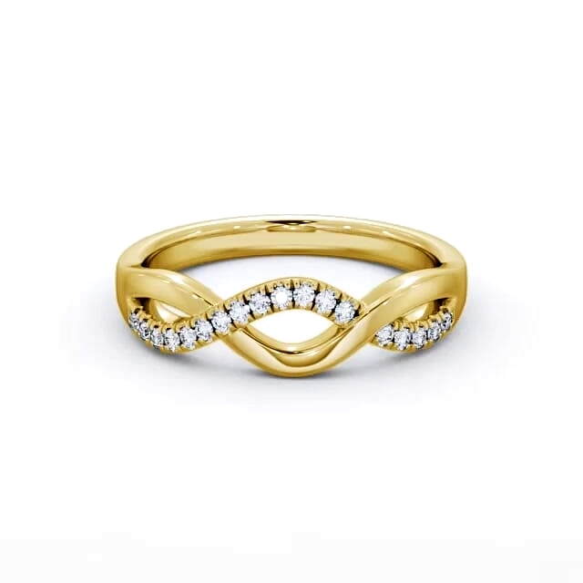 Ladies 0.09ct Round Diamond Wedding Ring 18K Yellow Gold - Maylin WBF21_YG_HAND