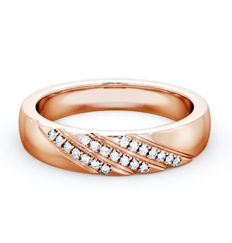 Ladies 0.08ct Round Diamond Diagonal Setting Wedding Ring 9K Rose Gold WBF22_RG_THUMB1