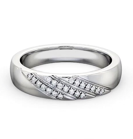 Ladies 0.08ct Round Diamond Diagonal Setting Wedding Ring Platinum WBF22_WG_THUMB1