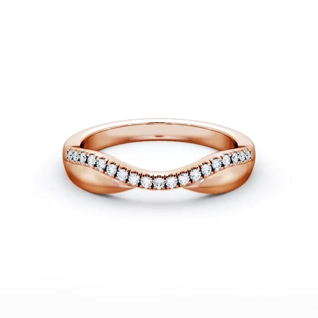 Curved 0.12ct Ladies Round Diamond Wedding Ring 18K Rose Gold - Yasmina WBF23_RG_HAND