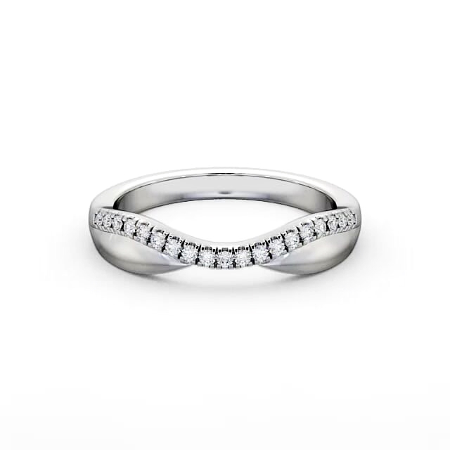 Curved 0.12ct Ladies Round Diamond Wedding Ring 18K White Gold - Yasmina WBF23_WG_HAND