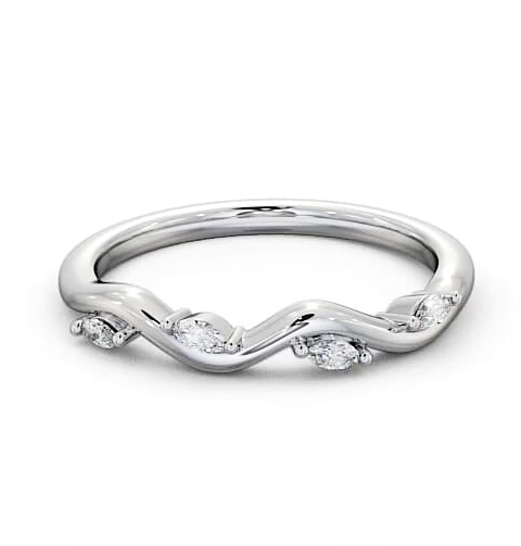 Ladies 0.08ct Marquise Diamond Waved Design Ring Platinum WBF24_WG_THUMB1